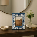 Blue Resin/Wood Floral Petals Frame