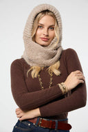 Cozy Knit Hooded Scarf: Natural