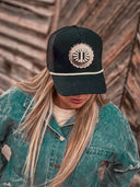 Black and White Single Concho Trucker Hat 