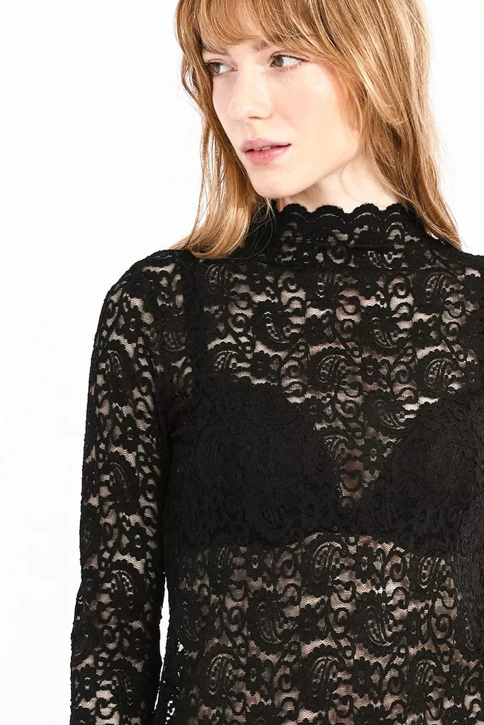 Lace High Neck Top