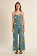 Molly Bracken Palm Denim Jumpsuit