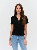 Six/Fifty Simone Ribbed Polo - Black
