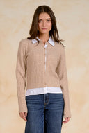 Elan Collared Cable Knit Cardigan