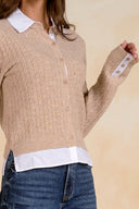 Elan Collared Cable Knit Cardigan